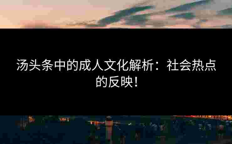 汤头条中的成人文化解析:社会热点的反映!